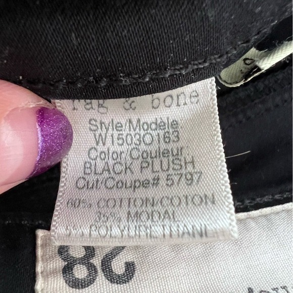 Rag and Bone Women's Black Plush Leggings Jeans 28 BIN6 - Picture 7 of 8